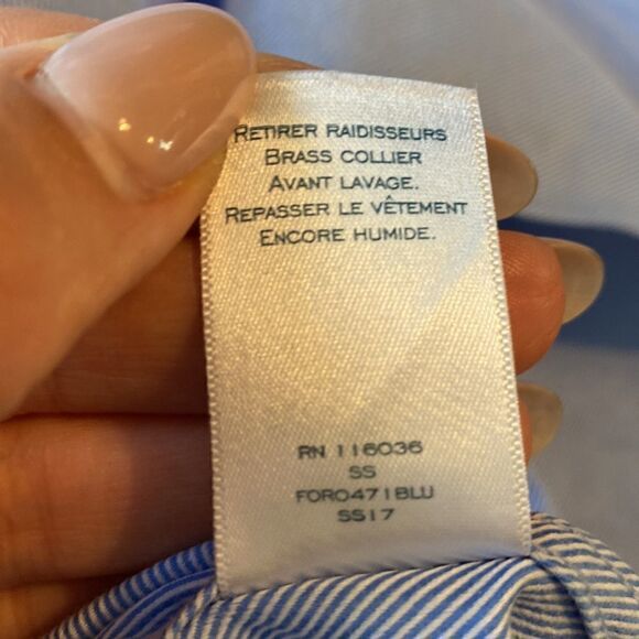 EUC Charles Tyrwhitt Non-Iron Bengal Blue Diagonal Stripe Button Down Shirt - Picture 7 of 7